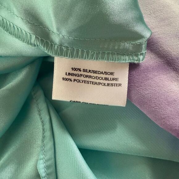 BCBG Maxazaria 2000s Y2K Ombre Tie Dye Silk Chiffon Maxi Halter Dress Size 2 - Picture 8 of 8